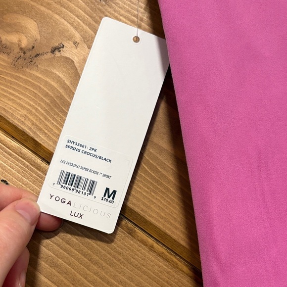 Yogalicious Lux Pink Women's Biker Shorts High Waisted Medium - Picture 3 of 3